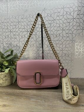 Marc Jacobs “THE J” Pink Leather Shoulder Bag with Gold Chain